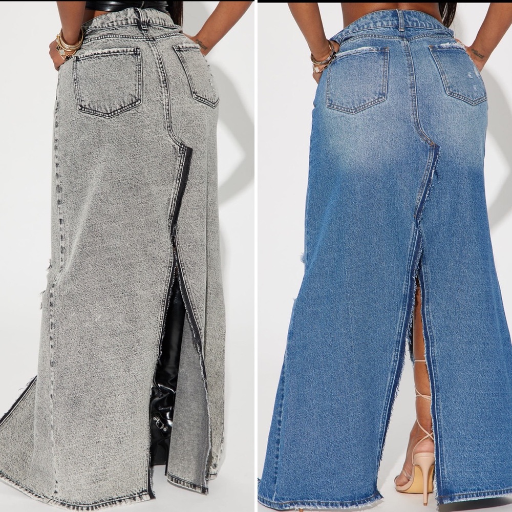 Denim Maxi Skirt - Picture 2 of 7